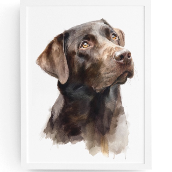 Creative Path Studios Other - Watercolor Brown Labrador Retriever Dog Portrait Wall Art Print, Unframed